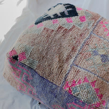 Load image into Gallery viewer, Vintage Moroccan Rug Floor Cushion Cover in Pink, Purple & Cream