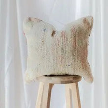 Load image into Gallery viewer, Vintage Moroccan Rug Pillow Cover in Cream with Green, Blue, Pink & Orange Detail