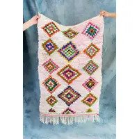 Load image into Gallery viewer, Vintage Moroccan Mini Rug in Pink Ombre, Multicolor Diamond Pattern
