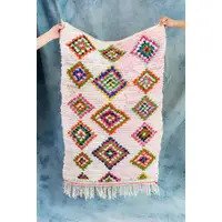 Load image into Gallery viewer, Vintage Moroccan Mini Rug in Pink Ombre, Multicolor Diamond Pattern