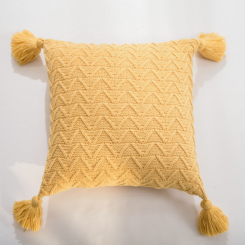 Chenille Tasseled Pillow Cover - 9 color options