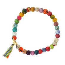 Load image into Gallery viewer, Tasseled Kantha Bead Bracelet