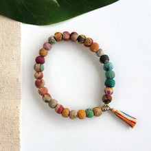 Load image into Gallery viewer, Tasseled Kantha Bead Bracelet