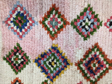 Load image into Gallery viewer, Vintage Moroccan Mini Rug in Pink Ombre, Multicolor Diamond Pattern
