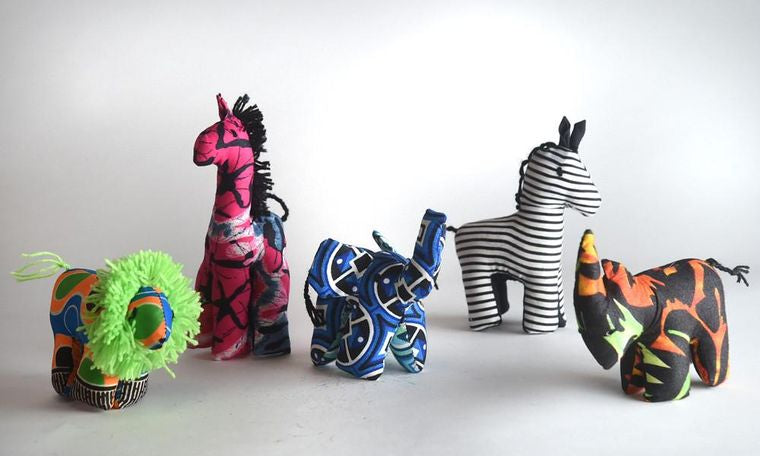 Set of 5 African Kitenge Stuffed Animals by Project Have Hope - Small Size