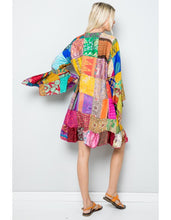 Load image into Gallery viewer, Long-sleeved Patchwork Knee-length Kimono
