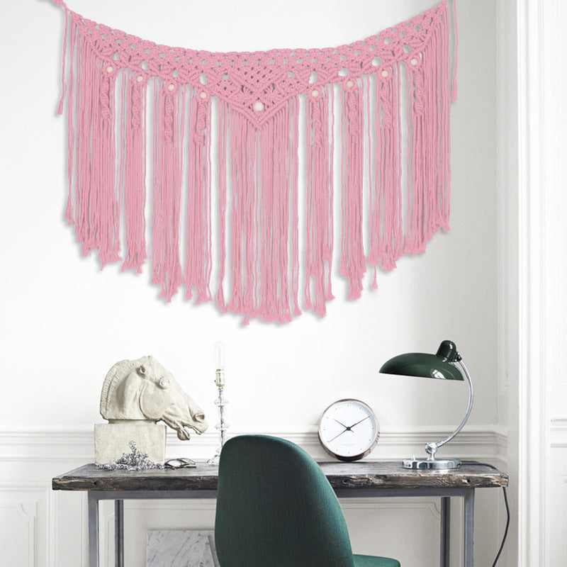 Pink Handwoven Macramé Hanging Wall Art