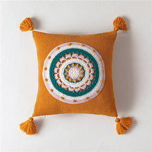 Load image into Gallery viewer, Boho Crochet and Tassels Throw Pillow Cover - 5 Color Options
