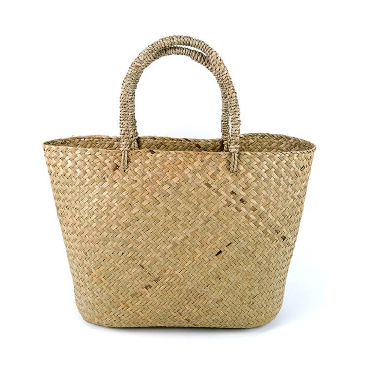 Handwoven Straw Grass Tote Bag