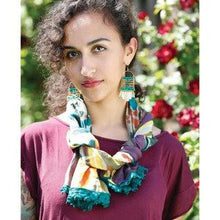 Load image into Gallery viewer, Watercolor Scarf w. Crochet Trim - Teal
